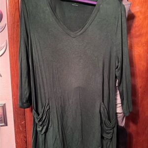 LOGO by Lori Goldstein Deep Green Tunic Top